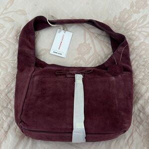 Lucky Brand Clem Suede Shoulder Bag Burgandy